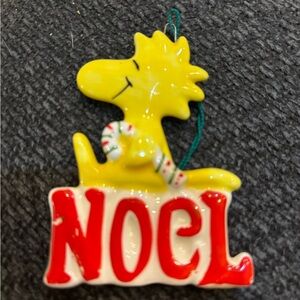 Vintage Peanuts Snoopy WOODSTOCK Noel Christmas Ornament - Ceramic